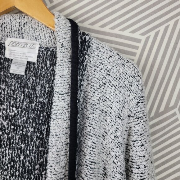 Vintage Cardigan Sweater Jacket Size Medium Oversized 90s Pocket Boucle Grey - Picture 3 of 7